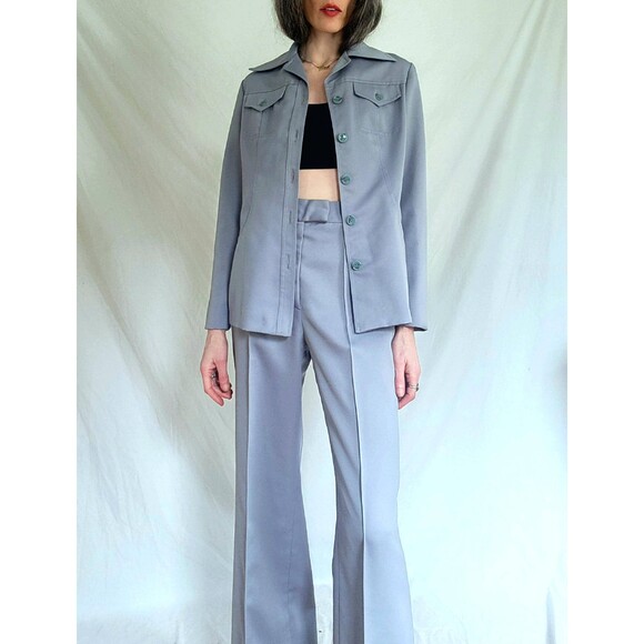 Vintage 1970s Leisure Suit, White Stag, High Waist Wide Leg Pant Suit, S/M - Picture 5 of 16